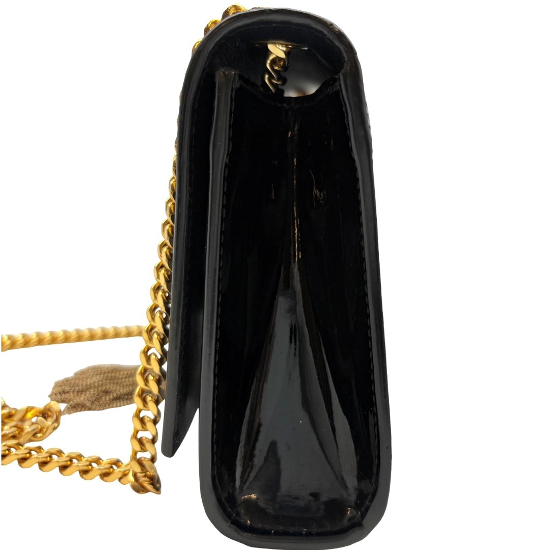 Autentica borsa a tracolla SAINT LAURENT Kate catena pelle verniciata nera #36636776