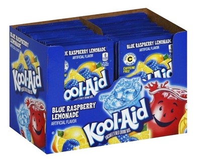 48x Packets Kool-Aid Blue Raspberry Lemonade Flavor Caffeine Free Soft Drink Mix