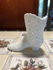 Vintage Fenton Boot White Milk Glass 4.25" Tall