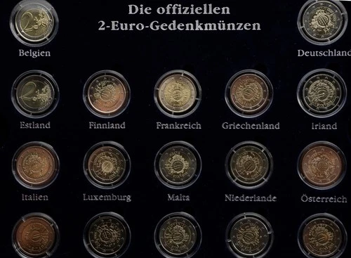 Europe 17 x 2 Euro 2012 "10 Years of Euro Cash" in Collection Box with Certificates