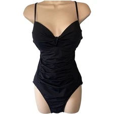 Spanx Love Your Assets By Sara Blakely Swim Swimsuit Black Size XL Ruched Beach
