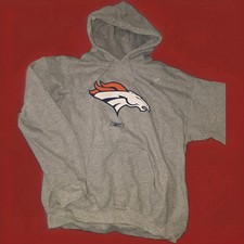 Reebok NFL Denver Broncos Grey Pullover Sweater with Hood