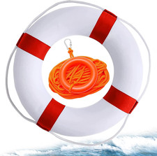 Pool Life Ring Buoy Life Preserver Ring with Lifesaving Rope Reflective Tape Yar