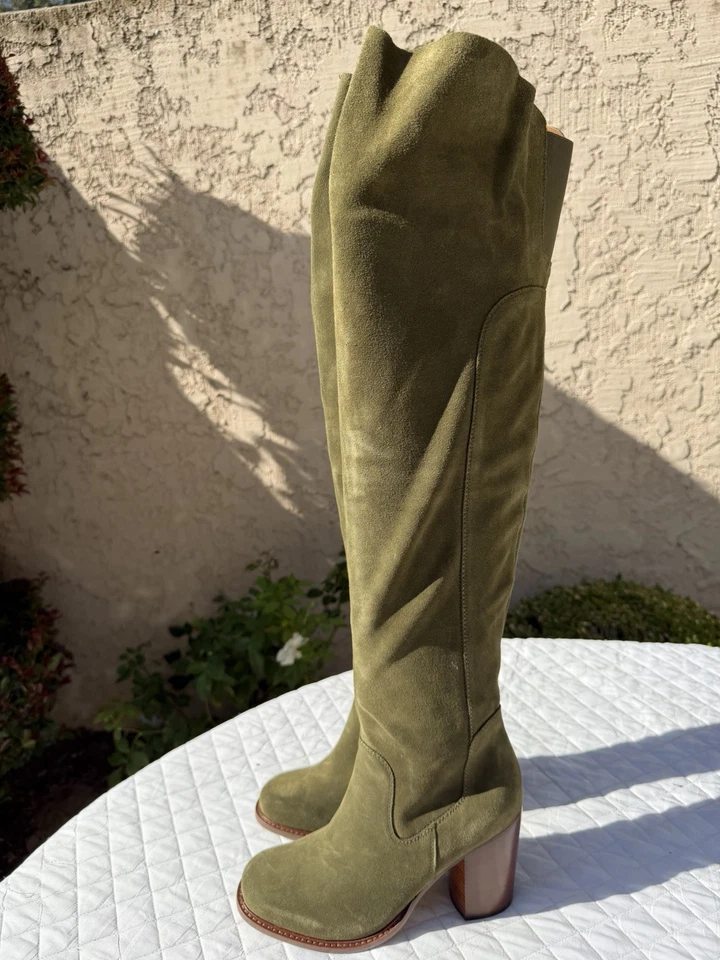 Kelsi Dagger Womens Olive Oiled Suede Otk Over the Knee Boots Loganos Size 8.5 M - Image 2 of 4