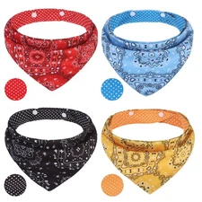 Dog Bandanas Small Reversible Styles Pet Triangle Scarf Bibs - Adjustable wit...