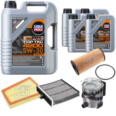 FEBI BILSTEIN Inspektionspaket 9L Liqui Moly Top Tec 4200 5W-30 für Renault