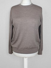 M S Jumper Women  s UK 18 Extra Fine Merino Wool Crew Neck Taupe Excellent