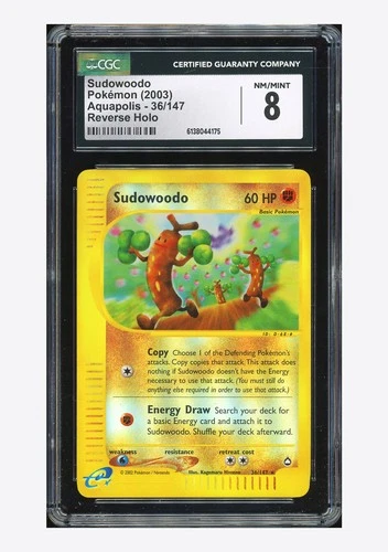 Pokemon CGC 8 Sudowoodo Reverse Holo 2003 36/147 Aquapolis English