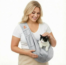 Small Dog Cat Sling Carrier Puppy Purse Travel Wrap Soft Crossbody Pet Bag Gray