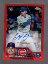 2023 Matt Mervis Topps Chrome Update Auto Red Refractor 3/5 RC Cubs