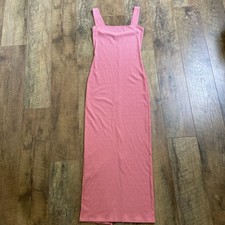 Reformation | Pink Ribbed Square Neck MIDI Dress Tencel Blend Size XS Read*