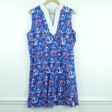 Talbots 1X Dress Sleeveless Nautical Sailor Print Resort Country Club Preppy