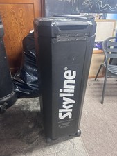 SKYLINE TRADE SHOW DISPLAY CASE. PLASTIC WITH WHEELS ON BOTTOM