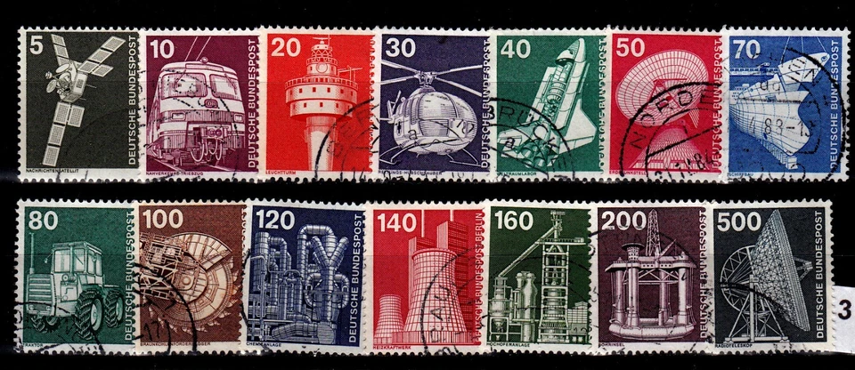 BRD 1975: Mi.Nr. 846 - 859 "Industrie + Technik" sauber gestempelt, siehe Bild 3 - Bild 1 von 1