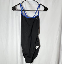 TYR Women  s Competitive One Piece Swimsuit Black/Blue Regular Size 36