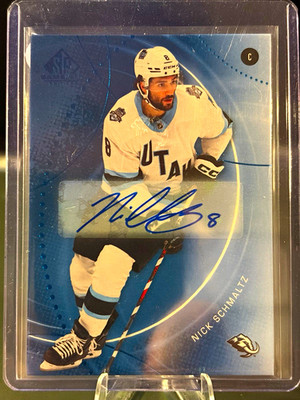 Upper Deck SP Game Used Nick Schmaltz Utah Mammoth Blue Auto Autograph #67