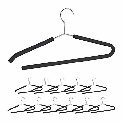 Relaxdays Set 30 Grucce Appendini In Plastica Nere: Con Asta Per Pantaloni E Gancio Girevole
