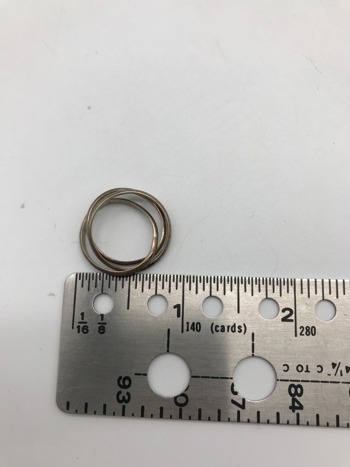 Triple Band Interlocking Ring Set Silver Tone Siz… - image 5