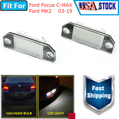 2PCS LED Car License Number Plate Lights Lamp For Ford Focus C-MAX MK2 2003-2019