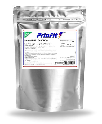tartrato di l carnitina Bandini 3000, 180 capsule vegane con Carnipure Alto Dosaggio 1 kg - Carnitina Tartrato