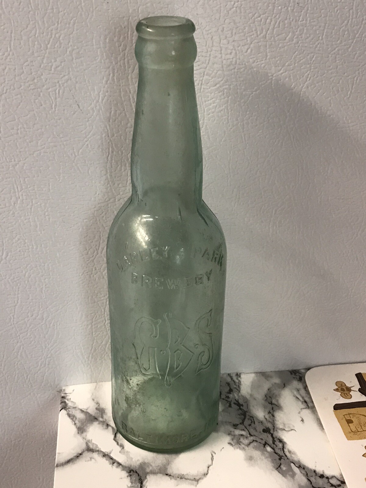 DARLEY PARK BREWERY Baltimore MD GBS REGISTERED Aqua Glass Bottle