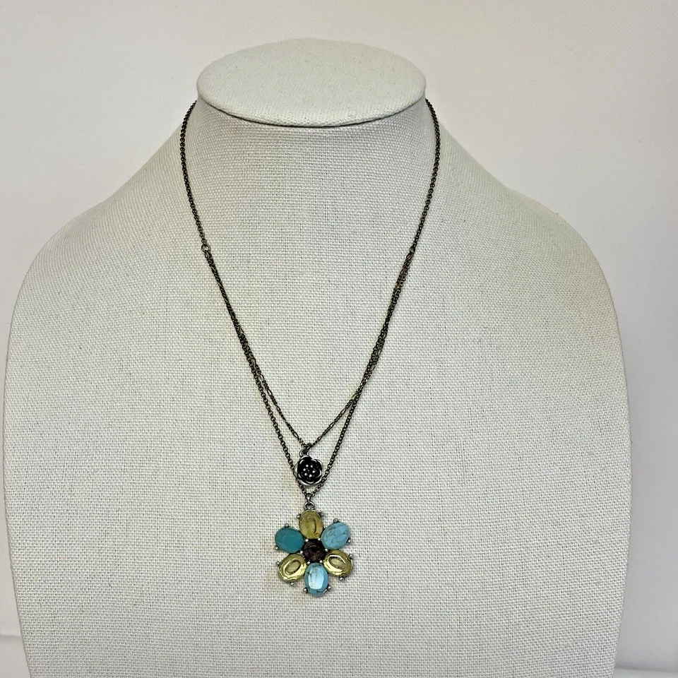 Collar Flor 2 Capas Marca Lucky Collar 20" Amarillo y Turquesa Foto 2 de 4