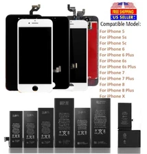LCD Screen & Battery Replacement for iPhone 5 5C 5S SE 6 6S 7 8 Plus X LOT
