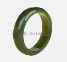 Certified Mens Womens Natural hetian Real Green Jade Band Ring Size 6-10