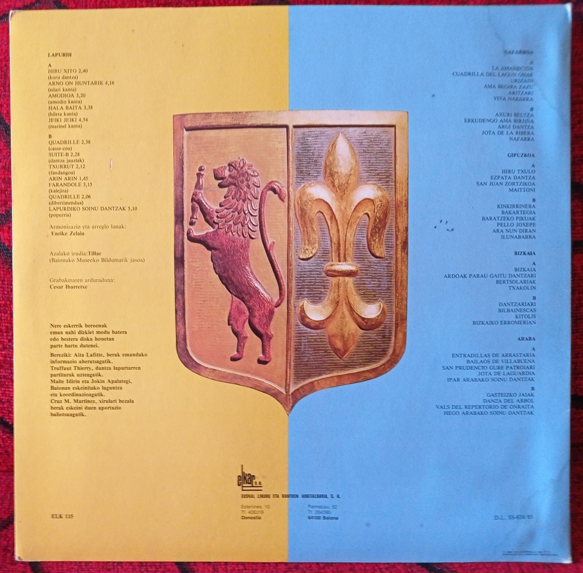 ENRIKE ZELAIA ** Lapurdi ** ORIGINAL 1985 SPAIN LP w/ INSERT | eBay