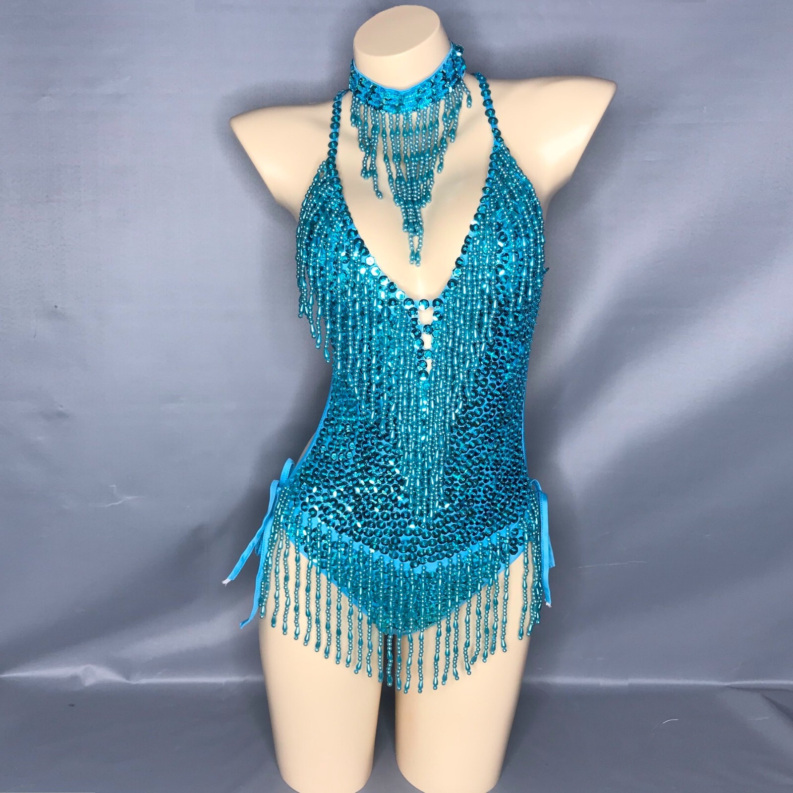 Lentejuelas Cuentas RAVE Bailarina Carnaval Baile Disfraz Noche Club Bar Body