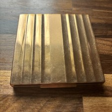 Vintage Henriette Art Deco Double Hinged Gold Tone Compact And Puff