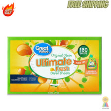 Great Value Ultimate Fresh Dryer Sheets, Original Clean, 180 Count