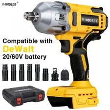 Brushless Cordless 1/2" Impact Wrench 3 Speed Compatible DeWalt 20/60V Battery