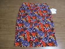 LULAROE CASSIE MULTI COLOR BLUE BLACK ORANGE PURPLE SKIRT SIZE MEDIUM