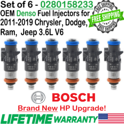 #ad NEW OEM Bosch 6Pcs HP Upgrade Fuel Injectors for 2012 2019 Jeep Wrangler 3.6L V6 $220.00