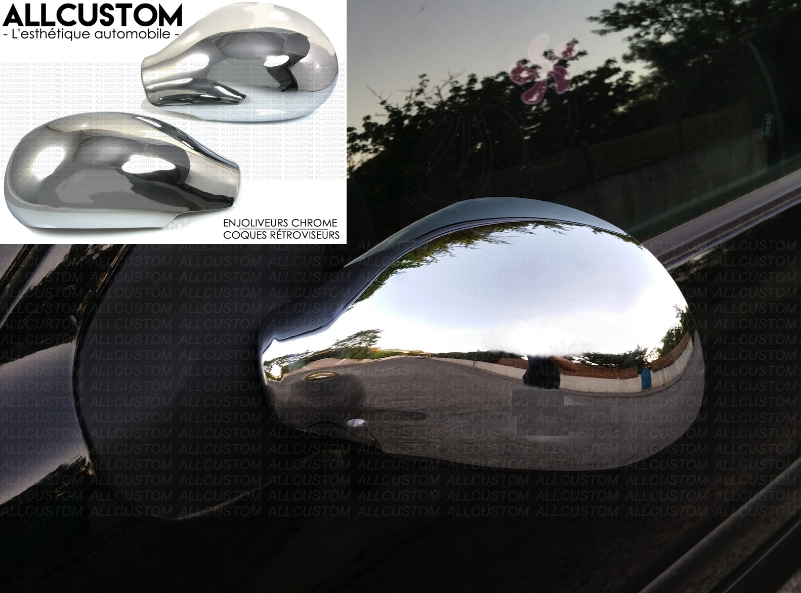 Coques de rétroviseur chrome anti-rayures pour Peugeot 1007 HDI