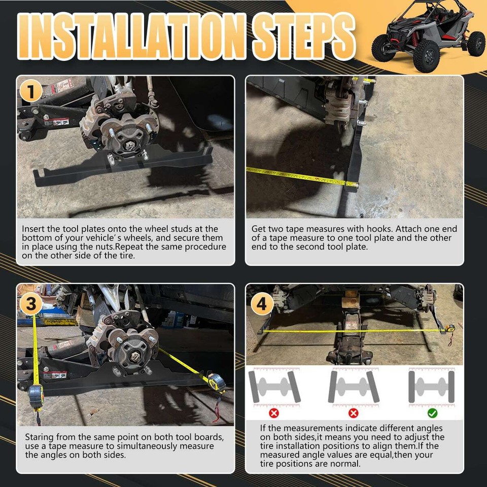 Aluminum UTV Alignment Tools Kit Black For Yamaha YXZ1000R For Polaris ...