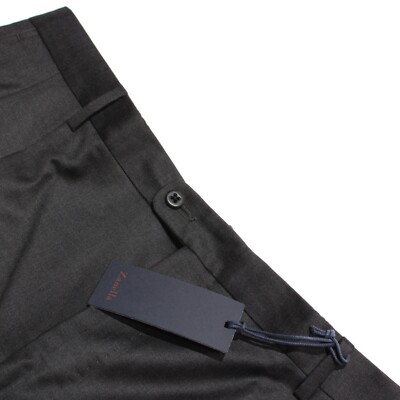 Zanella Platinum NWT Pleated Dress Pants Size 40 US Bennett Solid Dark Gray Wool