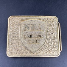 Vintage Gold Tone NRA 2 Million Club Belt Buckle Patriotic American USA Rifle