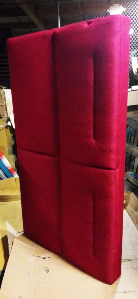 Sofá cama individual Davenport Mid-Century de tela roja Foto 4 de 4