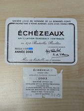 RDC Romanée Conti Échézeaux 2003 etichetta etichetta etichetta etichetta bottiglia vino 
