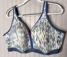 Cacique Womens FULL COVERAGE BRA 48DD Purple Lace Light Line Cotton No Wire NEW
