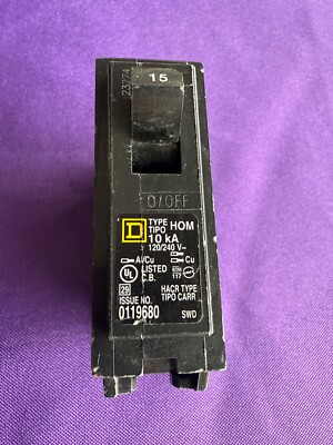 Square D 15 AMP DP-4075 Type HOM Circuit Breaker 1-Pole