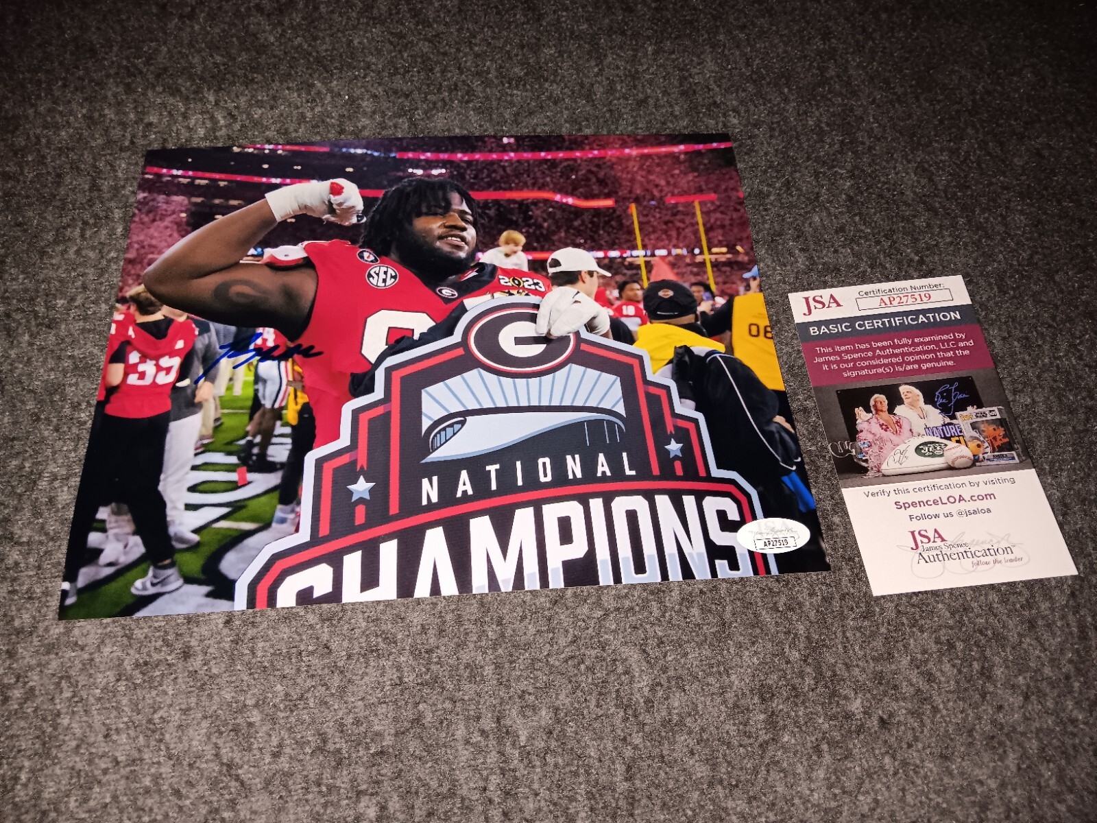 bear alexander Autographed Signed Georgia Bulldogs 8x10 Jsa 