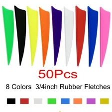 50Pcs 3" 4" Archery Arrow Vanes Rubber Fletches Shield Fletching 8 Color Hunting