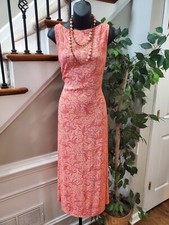 Old Navy Women Orange Paisley Rayon Round Neck Sleeveless Long Maxi Dress 6