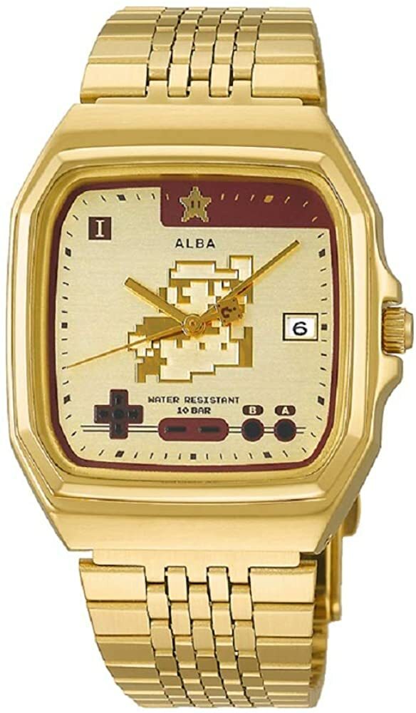 Seiko Alba ACCK711 Super Mario Bros. Limited Quartz Watch Gold NES 