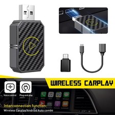 2-in-1 Carplay Wireless Adapter Android Auto Plug&Play Connect USB Dongle 5V EE
