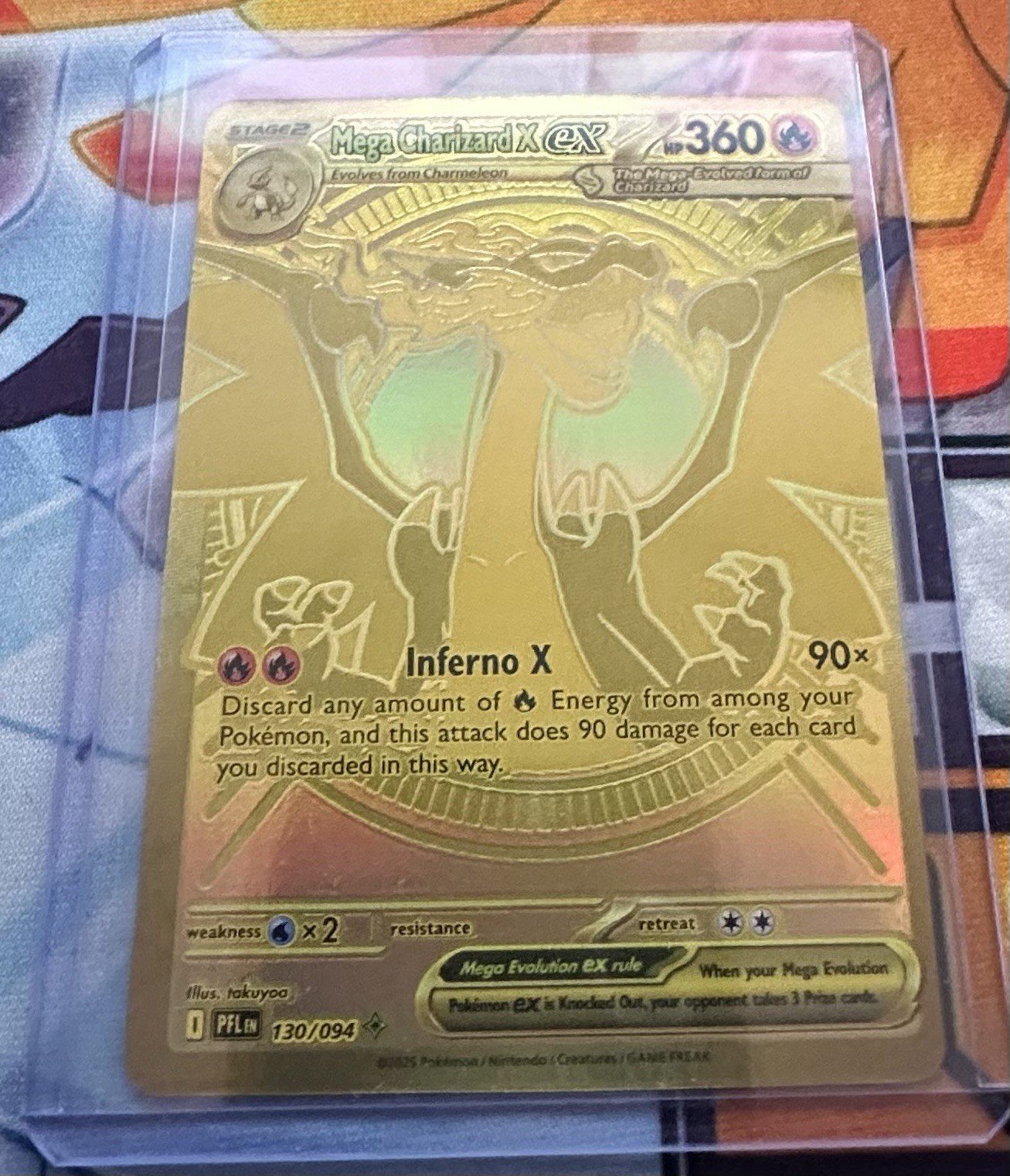 Pokemon Phantasmal Flames Mega Charizard X EX Gold #130/94 NM