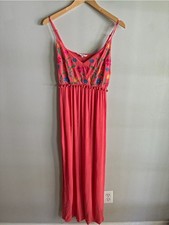 Altar’d State Embroidered Boho Maxi Dress Coral Floral Festival Small
